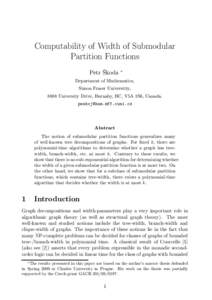 Computability of Width of Submodular Partition Functions Petr Škoda ∗