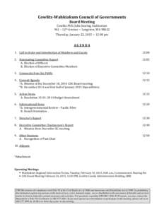 Cowlitz-Wahkiakum Council of Governments Board Meeting Cowlitz PUD, John Searing Auditorium 961 – 12th Avenue ~ Longview, WAThursday, January 22, 2015 ~ 12:00 pm