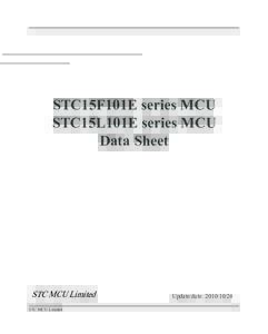 STC15F101E series MCU STC15L101E series MCU Data Sheet STC MCU Limited STC MCU Limited