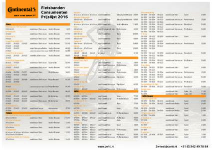 Fietsbanden Consumenten Prijslijst 2016 Race GP Attack II + GP Force II