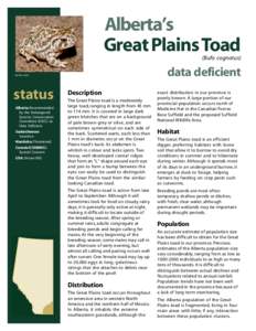 Alberta’s Great Plains Toad Photo here position over top of this box