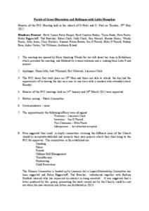 Parish of Great Missenden and Balling er with Little Hampden Minutes of the PCC Meeting held in the church of St.Peter and St. Paul on Tuesday, 29 th May 2012