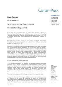 Carter-Ruck Solicitors  Press Release