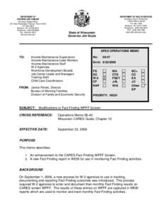 DEPARTMENT OF CHILDREN AND FAMILIES Secretary Reggie Bicha 201 East Washington Avenue, Room G200 P.O. Box 8916 Madison, WI[removed]