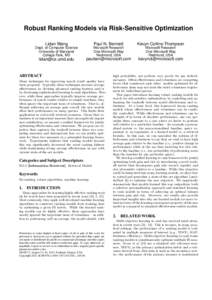 Robust Ranking Models via Risk-Sensitive Optimization Lidan Wang Paul N. Bennett  Kevyn Collins-Thompson