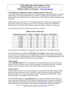 UNH Child Study and Development Center TUITION POLICY July 1, 2013- June 30, 2014 Full-Day Child Care Programs – www.csdc.unh.edu UNH Sliding Scale Tuition Rates (based on family income and UNH status) All benefits eli