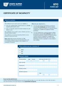 STC Form 227 Application for payment (or deferral) certificate of incapacity of benefits on retrenchment