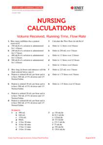 1. How many millilitres has a patient received if: a 350 mL/h of a solution is administered for 1.4 hours b 240 mL/h of a solution is administered for 2.7 hours