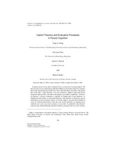 Motivation / Conceptions of self / Positive psychology / Happiness / Self-esteem / Impression formation / Semantic differential / Stereotype / Attitude / Social psychology / Behavior / Behavioural sciences