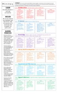 GOALS The six sections below detail Minitex’s long-term goals. For each goal, we list the objectives we must meet to show we are reaching our goals. We also laid out the barriers we must overcome and the conditions (kn