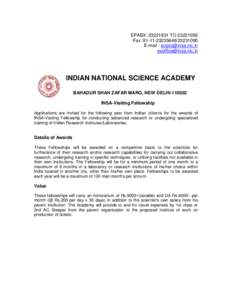 EPABX :[removed]TO[removed]Fax :[removed][removed]E-mail : [removed] [removed]  INDIAN NATIONAL SCIENCE ACADEMY