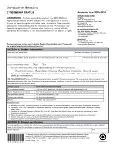 CITIZENSHIP STATUS  Academic Year 2015–2016 RETURN THIS FORM:  DIRECTIONS—We have received the results of your 2015–2016 Free