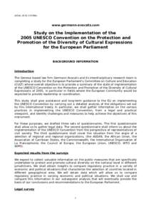 LEGAL[removed]FINAL  www.germann-avocats.com Study on the Implementation of the 2005 UNESCO Convention on the Protection and