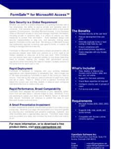 Computing / Microsoft Access / OpenGate / Microsoft SQL Server / Data security / Internet privacy / Microsoft Dynamics GP / RADIUS / Data management / Relational database management systems / Software
