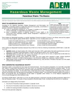 Alabama Department of Environmental Management Land Division P. O. Box[removed]Montgomery, AL[removed]Telephone[removed]Fax[removed]