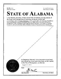 Confederate States of America / Alabama Legislature / Alabama House of Representatives / Alabama Republican Party / Montgomery /  Alabama / James Bennett / Outline of Alabama / Alabama / Politics of Alabama / Southern United States