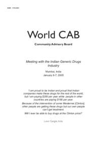 World-CAB Report: Meeting with Indian generic companies