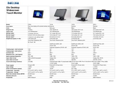 Elo Desktop Widescreen Touch Monitor Model