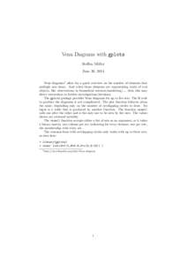 Venn Diagrams with gplots Steffen M¨oller June 30, 2014 Venn diagrams1 allow for a quick overview on the number of elements that multiple sets share. And when those elements are representing traits of real objects, like