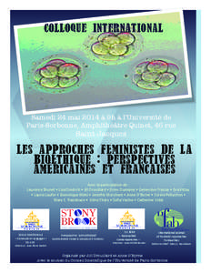 CoLLoque InternationaL  Samedi 24 mai 2014 à 9h à l’Université de Paris-Sorbonne, Amphithéâtre Quinet, 46 rue  Saint Jacques