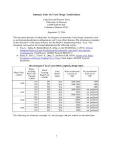 Summary Table of J-Turn Design Considerations