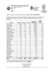 Sale Notice-Harrison-Crawford S.F. Indiana Department of Natural Resources, Division of Forestry SF203  2009