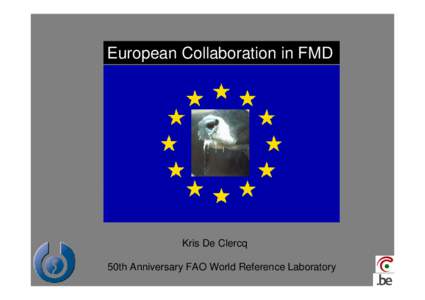 European Collaboration in FMD  Kris De Clercq 50th Anniversary FAO World Reference Laboratory  DG RESEARCH