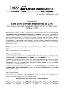 N° [removed] – 28 February[removed]January[removed]XUR]RQHDQQXDOLQIODWLRQXSWR Euro changeover effect likely to be within the 0.0% to 0.16% range