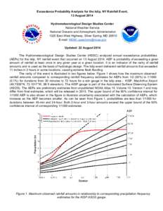 Exceedance Probability Analysis for the Islip, NY Rainfall Event,  13 August 2014    Hydrometeorological Design Studies Center  National Weather Service  National Oceanic and Atmospheric Administr