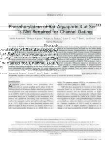 RESEARCH ARTICLE  Phosphorylation of Rat Aquaporin-4 at Ser111 Is Not Required for Channel Gating Mette Assentoft,1 Shreyas Kaptan,2 Robert A. Fenton,3 Susan Z. Hua,4,5 Bert L. de Groot,2 and Nanna MacAulay1