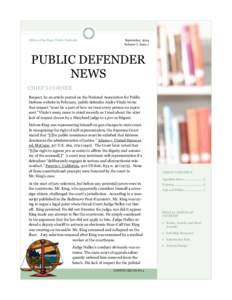 Office of the State Public Defender  September, 2014 Volume 7, Issue 1  PUBLIC DEFENDER