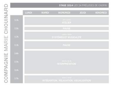 COMPAGNIE MARIE CHOUINARD  STAGE 2014 LES 24 PRÉLUDES DE CHOPIN LUNDI 10h 11h