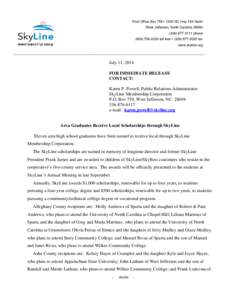 Microsoft Word - Local Scholarships Awarded to Area Students through SkyLine