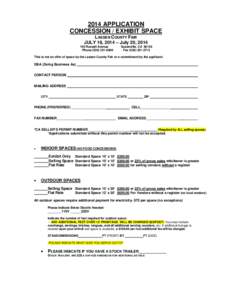 2014 APPLICATION CONCESSION / EXHIBIT SPACE LASSEN COUNTY FAIR JULY 16, 2014 – July 20, [removed]Russell Avenue Phone[removed]