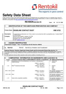 Safety / Industrial hygiene / Health sciences / Bromadiolone / Organobromides / Median lethal dose / Material safety data sheet / Dose / COSHH / Health / Toxicology / Occupational safety and health