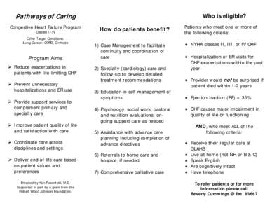 Department of Veteran's Affairs, West Los Angeles Medical Center – Pathways of Caring Program: Brochures