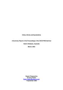 Clicks, Bricks and Spondulicks  A Summary Report of the Proceedings of the OECD PEB Seminar Held in Brisbane, Australia March, 2003