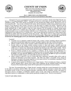 COUNTY OF UNION Office of the Clerk of the Board, 6th floor Union County Administration Building Elizabethtown Plaza Elizabeth, New Jersey 07207