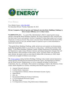 U. S. Department of Energy Press Release