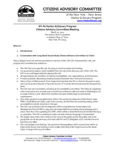 CITIZENS ADVISORY COMMITTEE New York – New Jersey Harbor & Estuary Program of the New York – New Jersey Harbor & Estuary Program