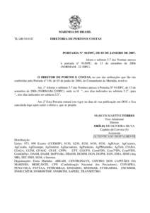 MARINHA DO BRASIL TL/ABC DIRETORIA DE PORTOS E COSTAS  PORTARIA Nº 01/DPC, DE 03 DE JANEIRO DE 2007.