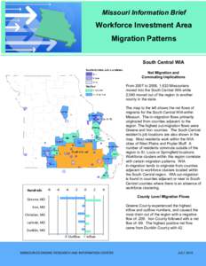 Missouri Information Brief  Workforce Investment Area Migration Patterns South Central WIA Net Migration and