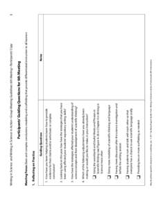 Notes  May be photocopied for classroom or workshop use. © 2011 by Betsy Rupp Fulwiler from Writing in Science in Action. Portsmouth, NH: Heinemann. ❏ Providing less or more scaffolding as needed