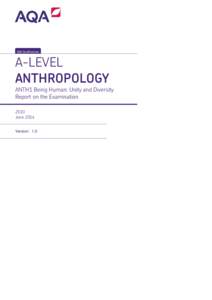 AQA Qualifications  A-LEVEL ANTHROPOLOGY  ANTH1 Being Human: Unity and Diversity