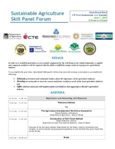 Sustainable Agriculture Skill Panel Forum Maui Beach Hotel 170 West Kaahumanu Ave, Kahului June 7, 2012