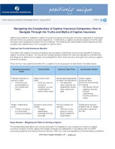 Navigating the Complexities of Captive Insurance Companies: How to Navigate Through the Truths and Myths of Captive Insurance