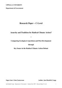 UPPSALA UNIVERSITY Department of Government Research Paper – C­Level  Anarchy and Tradition for Radical Climate Action?
