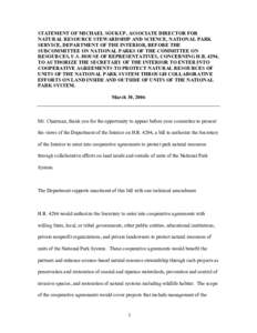 STATEMENT OF ________, DEPARTMENT OF THE INTERIOR, BEFORE THE SUBCOMMITTEE ON NATIONAL PARKS, RECREATION AND PUBLIC LANDS, HOU