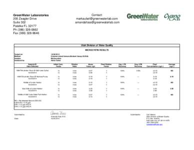 Contact: [removed] [removed] GreenWater Laboratories 205 Zeagler Drive