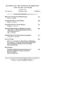 JOURNAL OF THE HISTORY OF MEDICINE AND ALLIED SCIENCES ISSN 0O22-5O4J